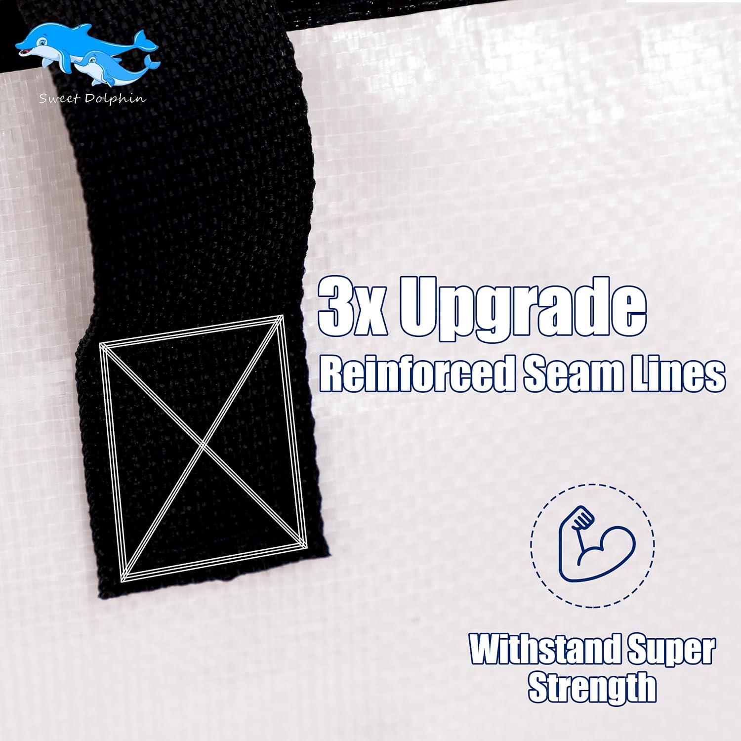 Sweet Dolphin Extra Large Moving Bags - 12 Pack Heavy Duty Storage Totes with Strong Zippers & Handles | Space-Saving Solution