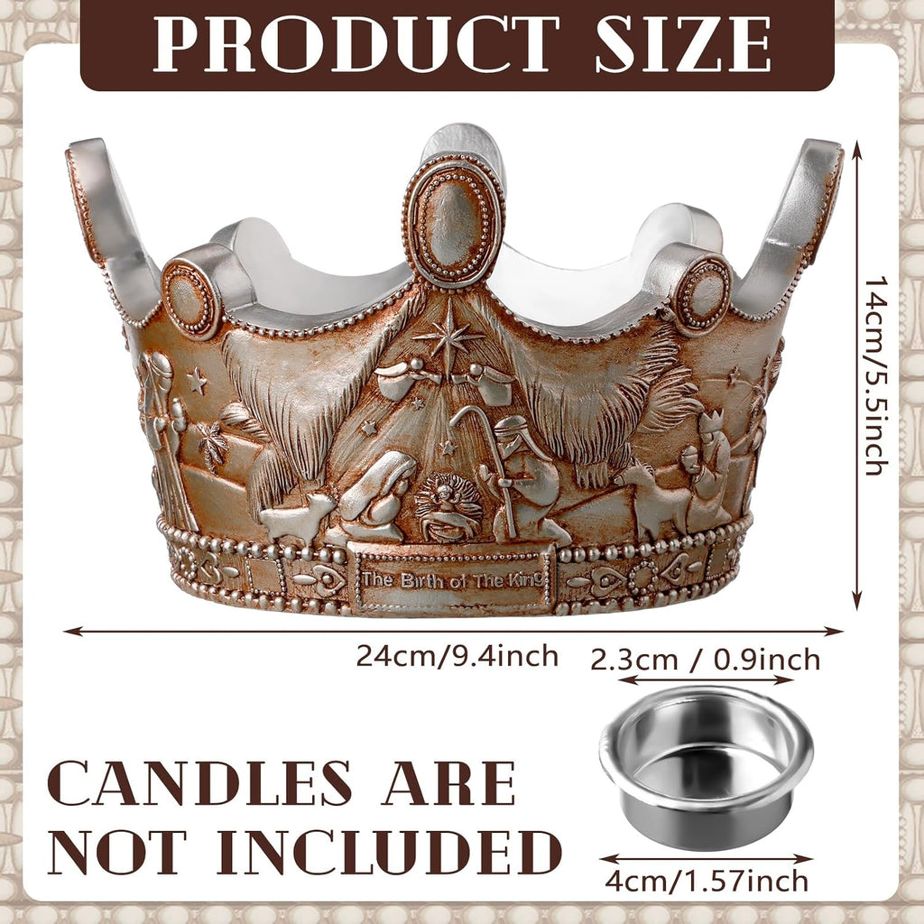 Nativity Advent Candle Holder - 9.4 Inch Resin Christmas Wreath Centerpiece | Holy Family Design