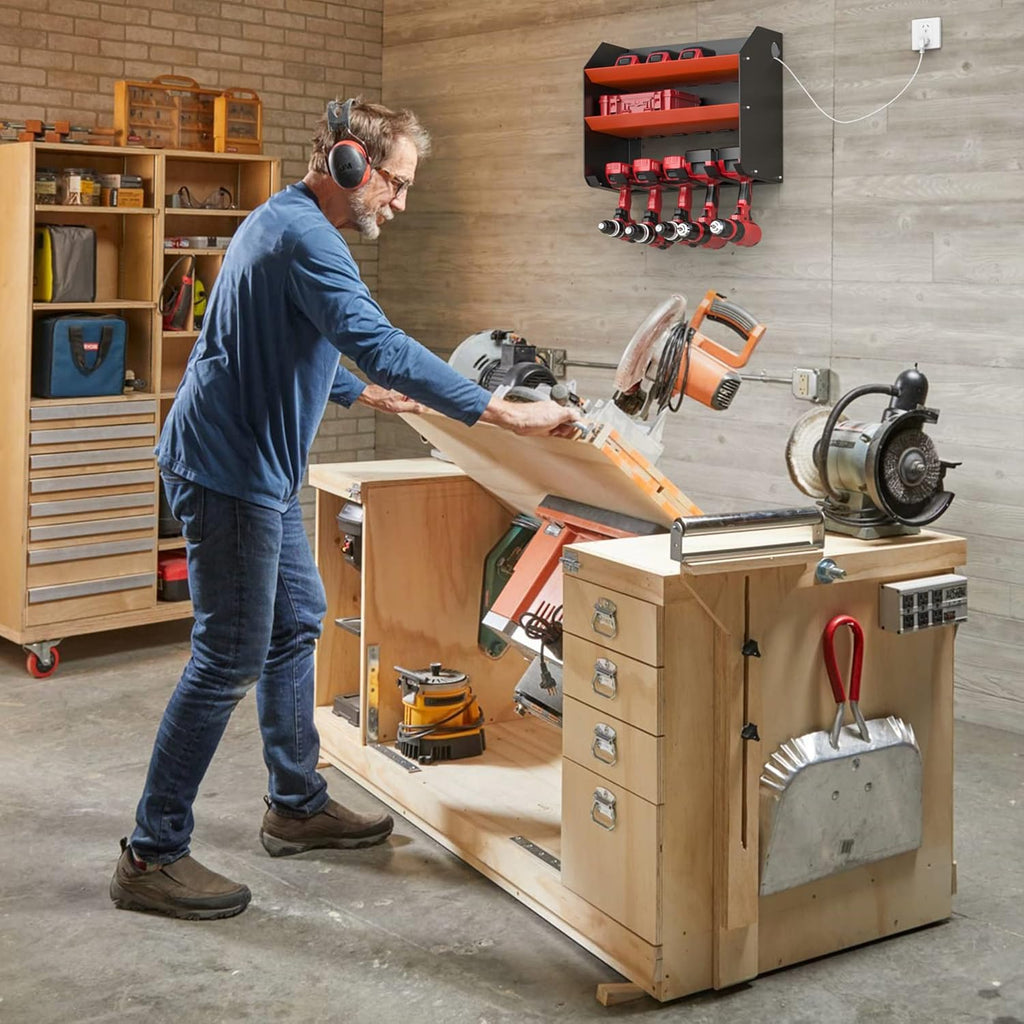 Ultrawall Power Tool Organizer - Heavy Duty Wall Mount Drill Holder with Two-Level Storage Rack