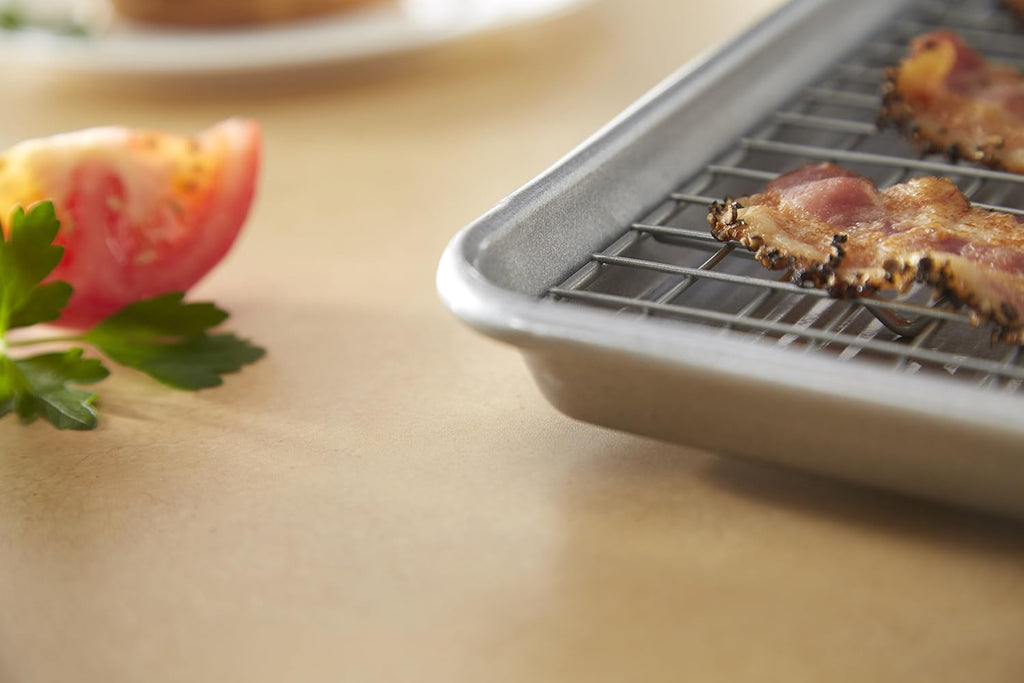 USA Pan Bakeware Quarter Sheet Baking Pan - Nonstick Cooling Rack Set | Durable Metal Design