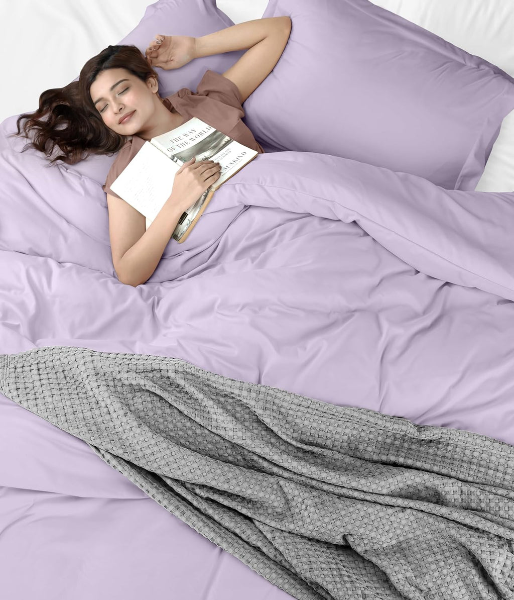 Utopia Bedding Duvet Cover Set - Queen Size 3-Piece with Zipper Closure | Lavender 90x90 Inches & 2 Pillow Shams
