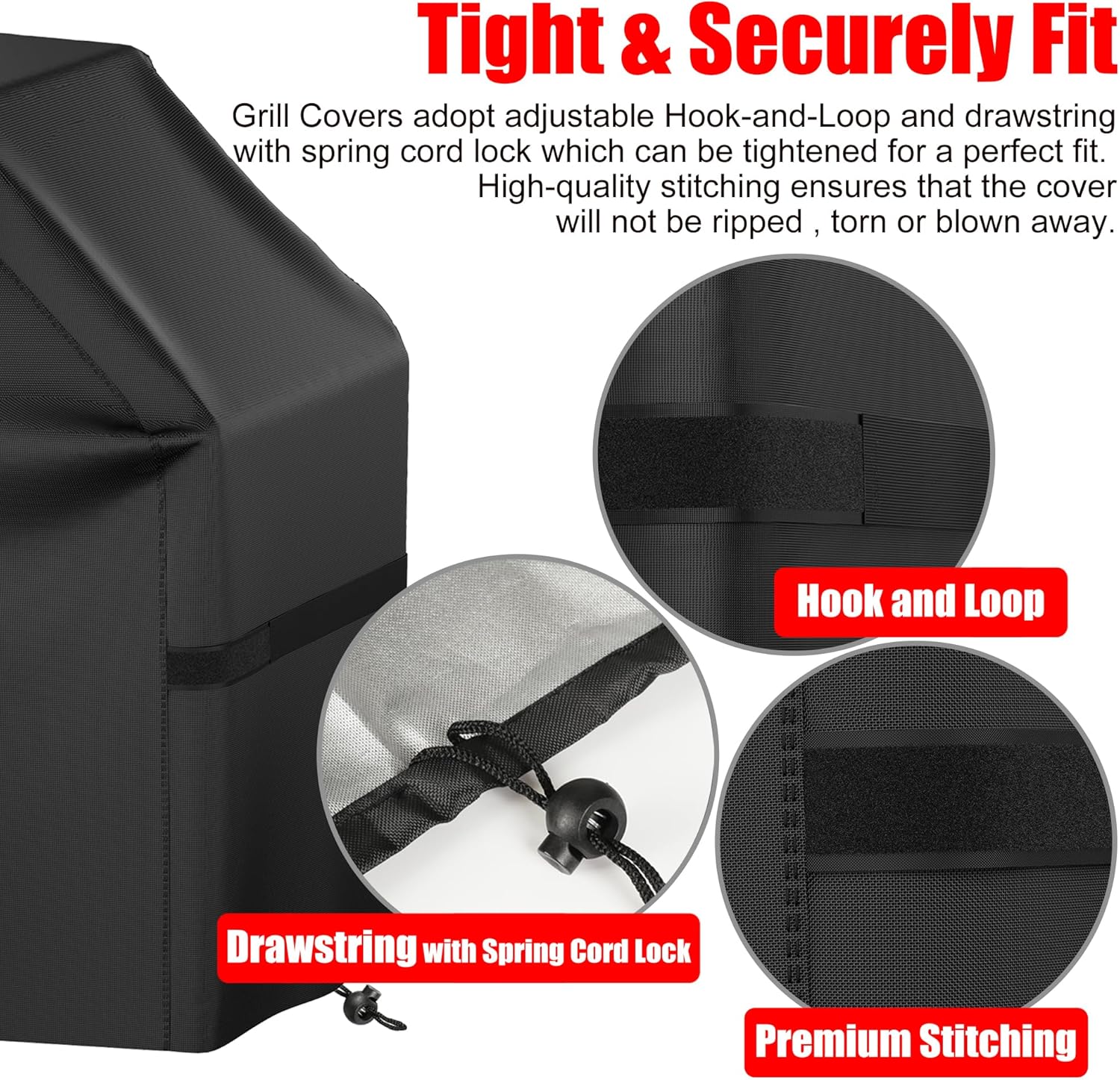 Skiennix 40-Inch Gas Grill Cover - Waterproof & Weather Resistant | UV & Fade Protection, Black