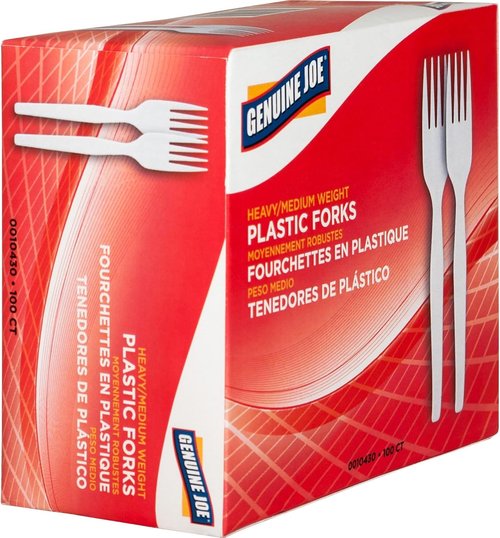 Genuine Joe Heavyweight Plastic Forks - Durable & Reliable | 100 Count Pack