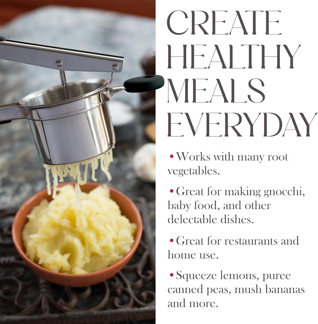 Bellemain 15 oz Large Potato Ricer - Heavy-Duty Stainless Steel Masher with 3 Discs | Perfect for Creamy Mashed Potatoes