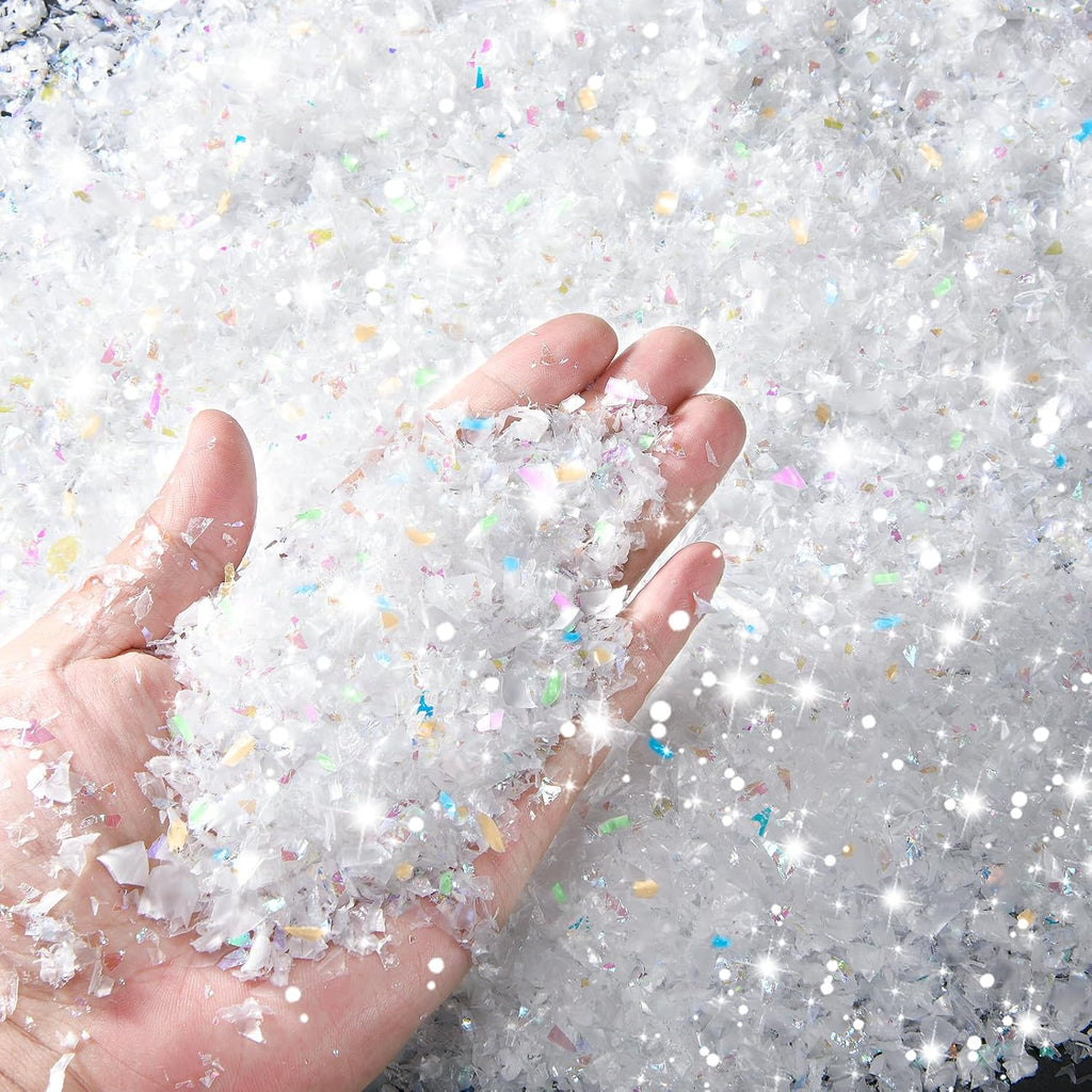 Skiennix Fake Snow Decor - Glittery Artificial Snow for Holiday Crafts & Christmas Parties - 5.3 Ounce