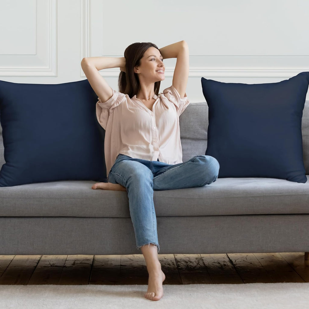 Utopia Bedding 26x26 Pillow Inserts - Set of 2 Navy Decorative Throw Pillows for Sofa & Couch - Soft & Supportive Cushions