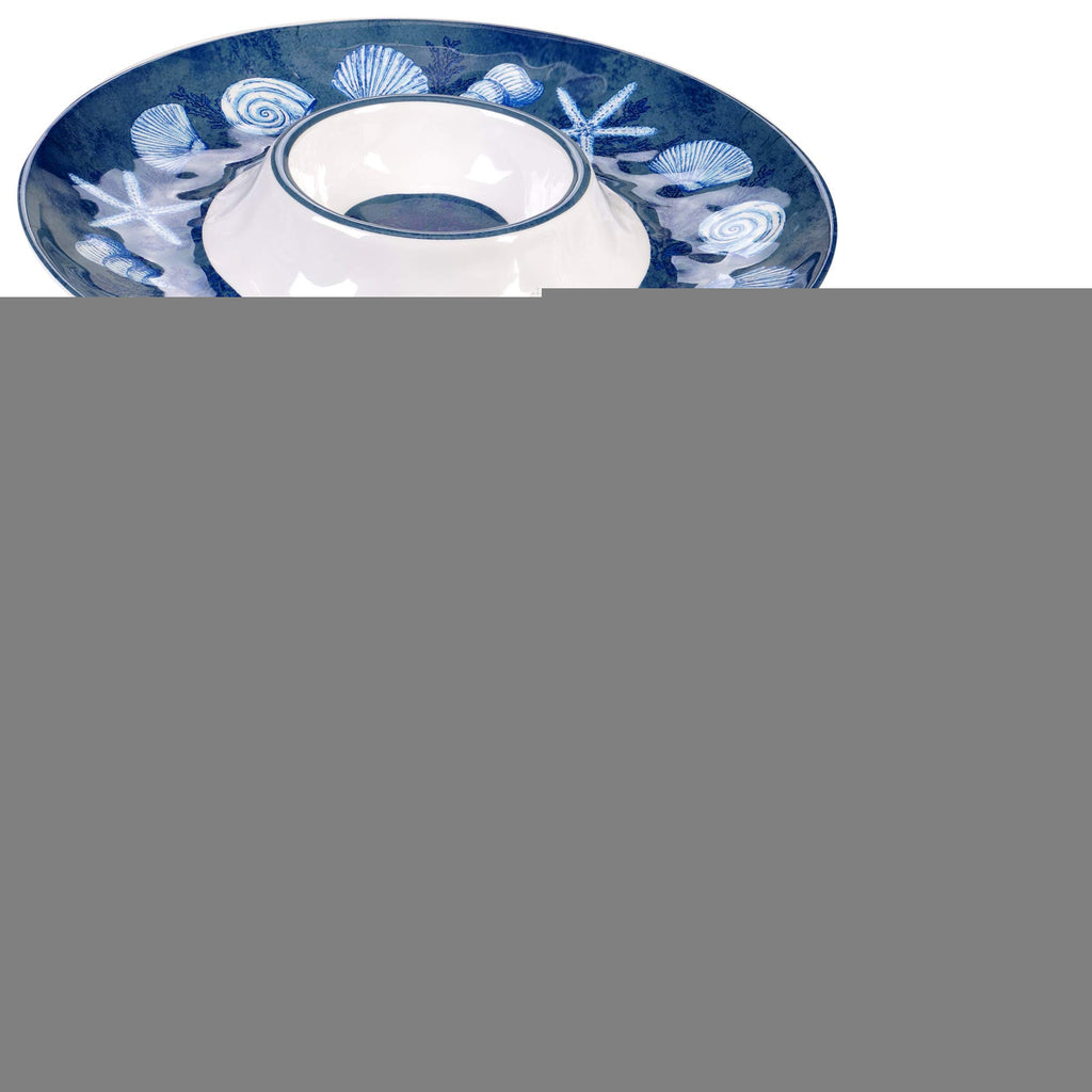 Oceanic 3-Piece Melamine Hostess Set – Includes Chip & Dip Server, 3-Section Relish Tray, and Rectangular Fish Platter – BPA-Free, Break-Resistant, Dishwasher Safe – Perfect for Indoors or Out
