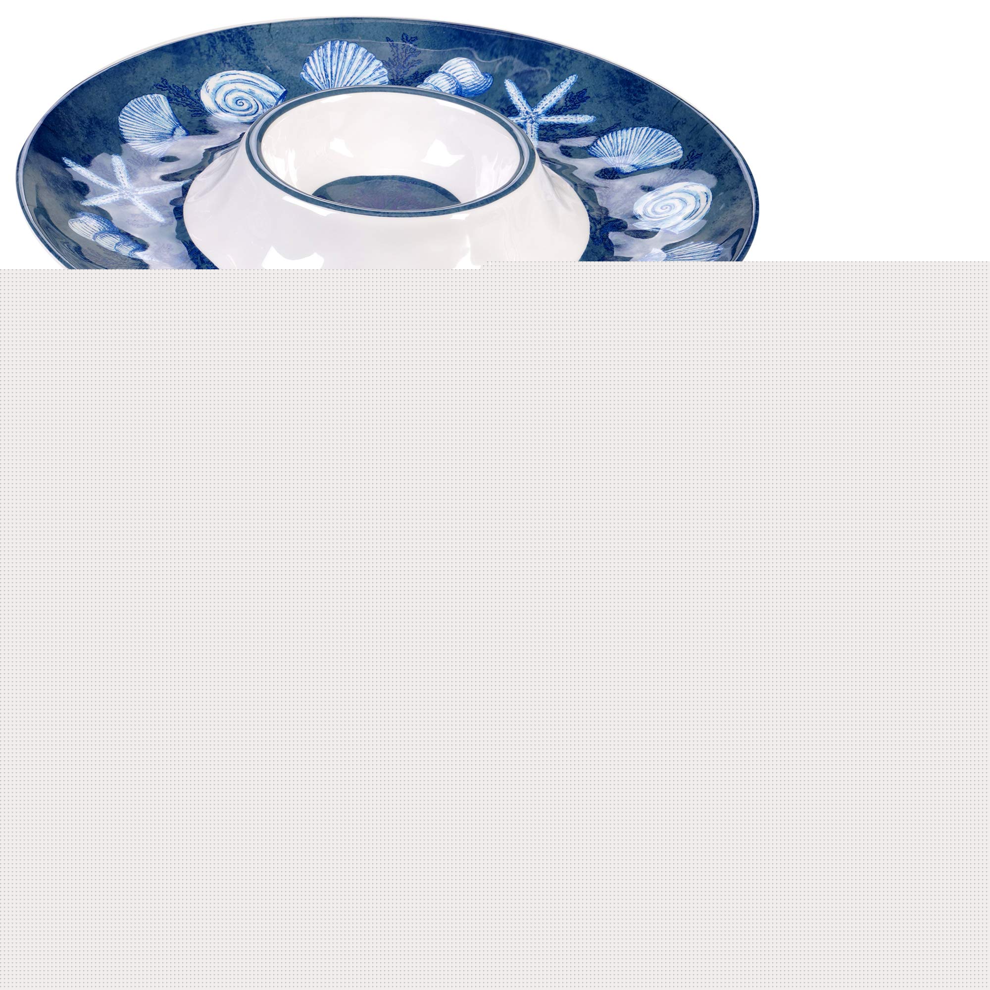 Oceanic 3-Piece Melamine Hostess Set – Includes Chip & Dip Server, 3-Section Relish Tray, and Rectangular Fish Platter – BPA-Free, Break-Resistant, Dishwasher Safe – Perfect for Indoors or Out