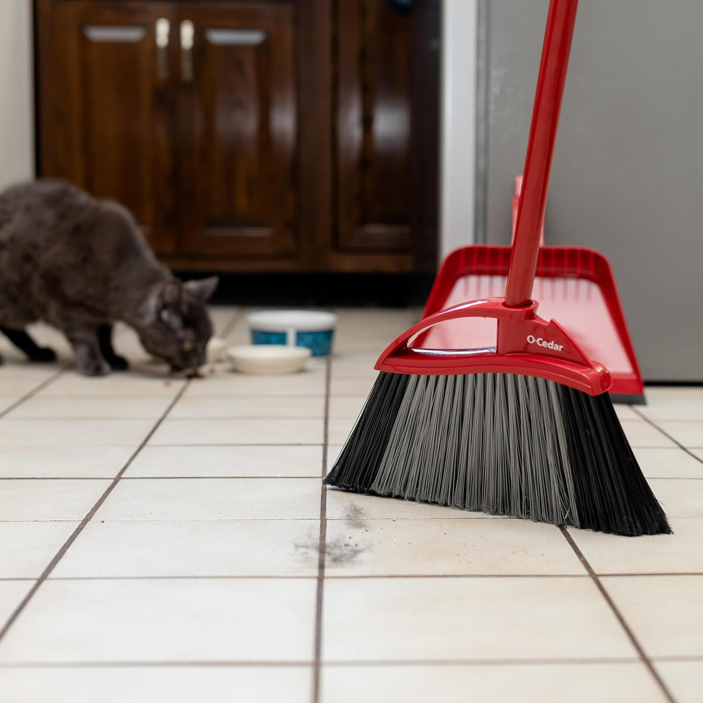 O-Cedar Pet Pro Broom - Step-On Dustpan for Effortless Cleaning | Removes 99% of Pet Hair