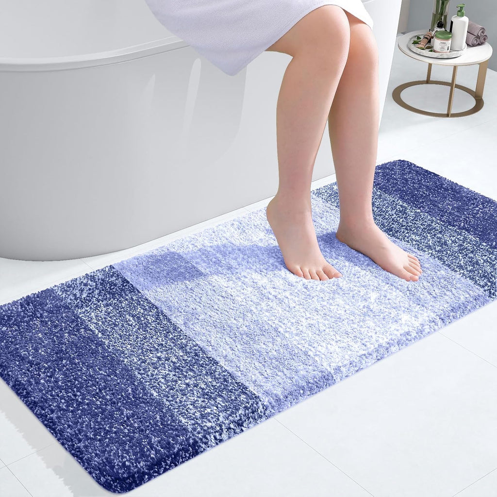 OLANLY Bathroom Runner Rug - Extra Soft Microfiber Mat | Quick Dry, Washable, 47x20, Blue-Violet