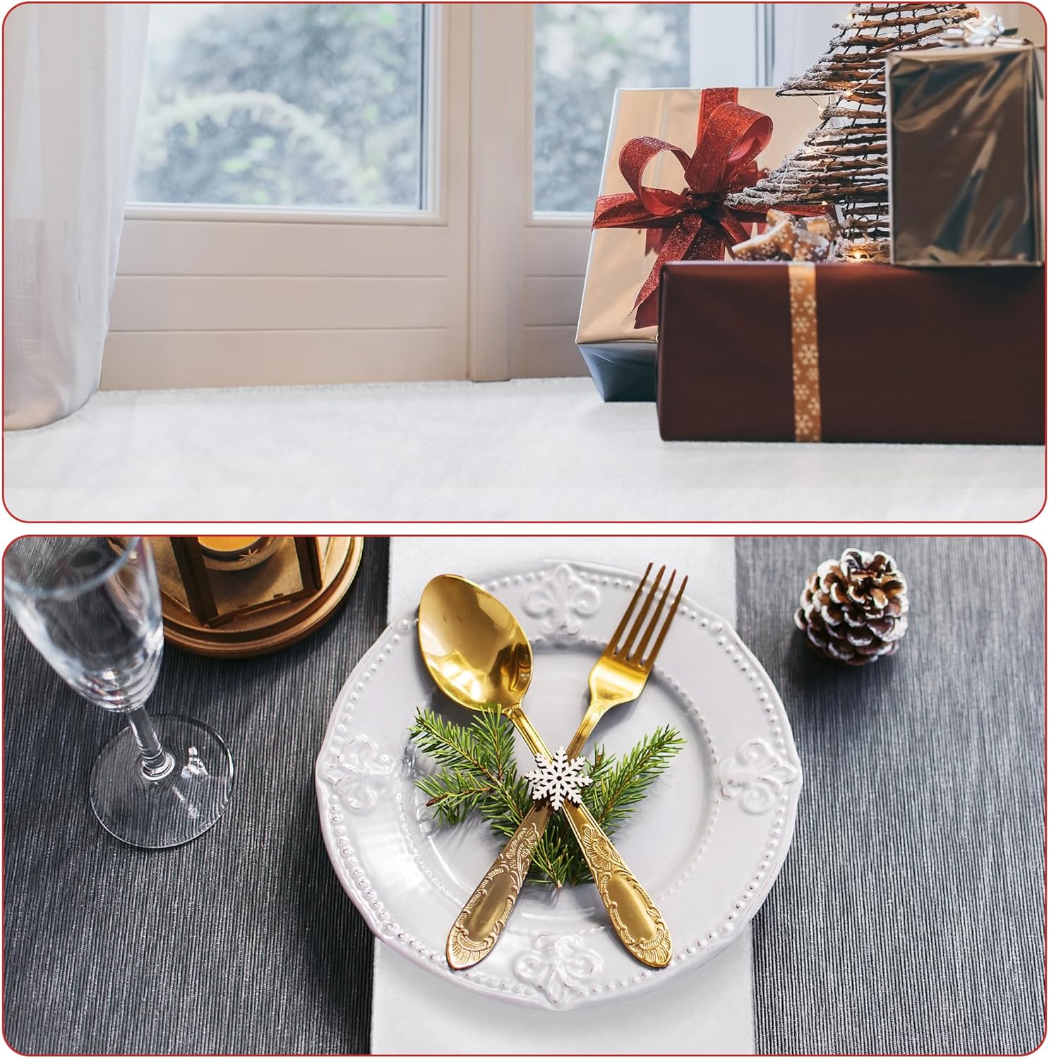 QZYL Christmas Snow Blanket Roll - 3x8FT White Decor for Holiday Decorations & Winter Themes