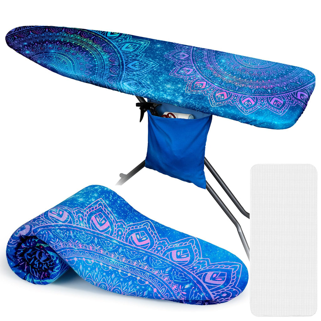 FIOBEE Ironing Board Cover and Pad Extra Thick Iron Board Pad with Heat-Resistant Mesh Padded Iron Board Covers Adjustable Buckle & Elastic Edges for 15x54 Standard Size (Ironing Board Not Included)