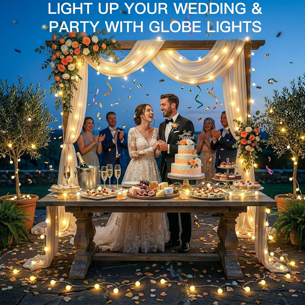 Suddus Globe String Lights - 33ft 100 LED Indoor/Outdoor Fairy Lights with Remote | Warm White