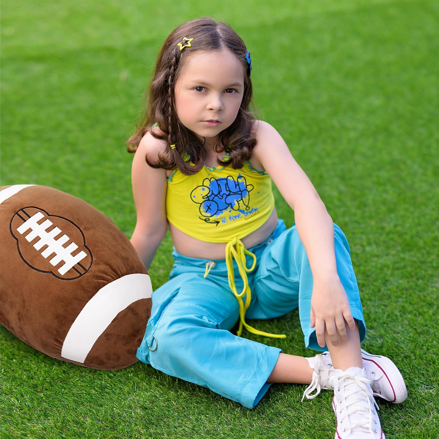 OurHonor Football Plush - 18" Soft Stuffed Throw Pillow | Fluffy 3D Sports Toy for Kids