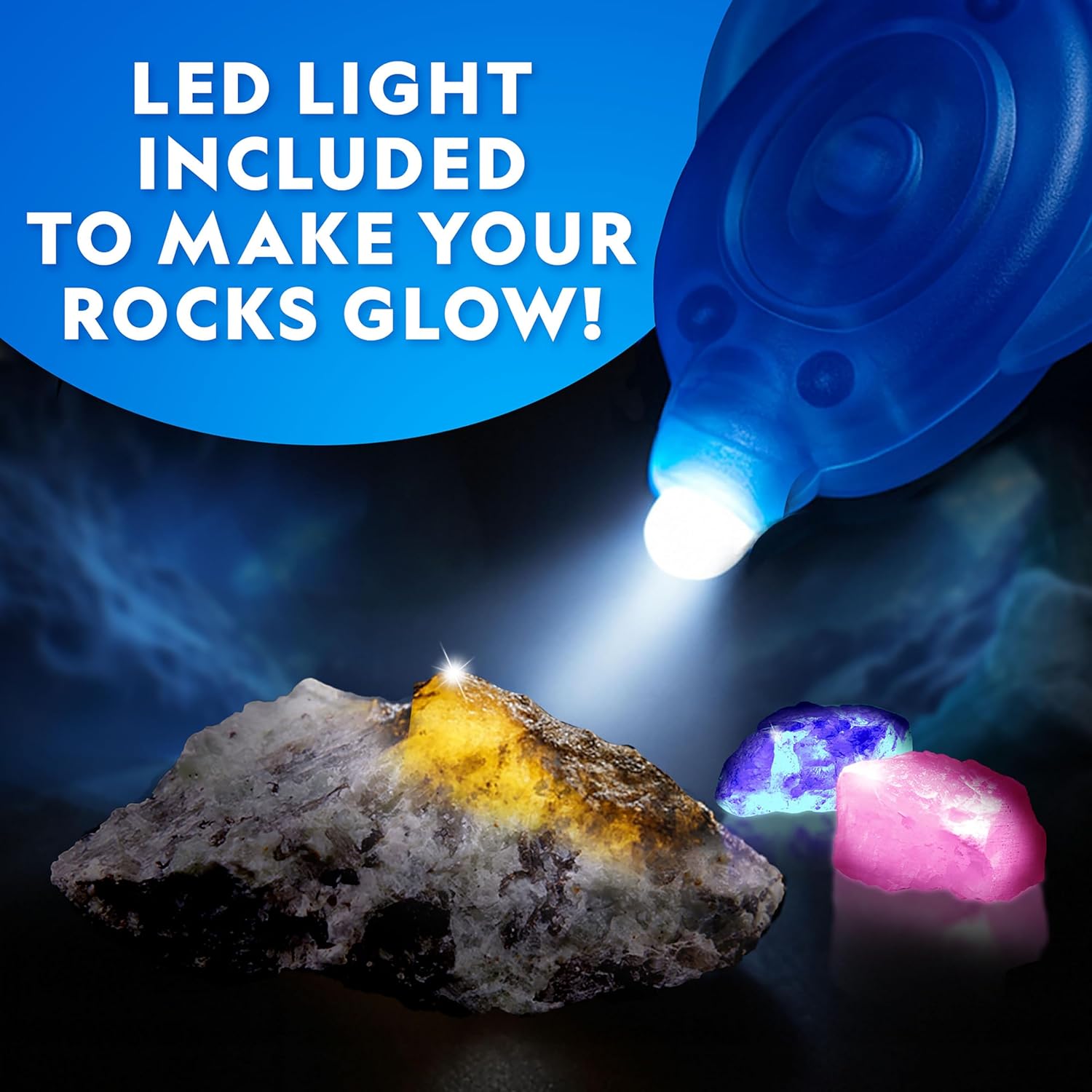 National Geographic Glow In The Dark Dig Kit - Excavate 6 Glowing Rocks & Dinosaurs | STEM Science Kit for Kids