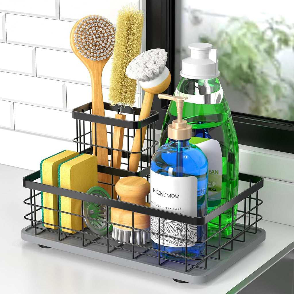 Stay-Dry Kitchen Sink Caddy Organizer by [Brand Name] - Rust-Resistant Stainless Steel Sponge Holder | 10.24" L x 6.5" W x 5.83" H