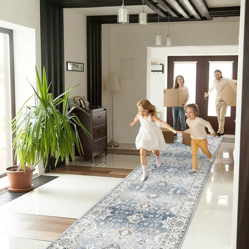 HY HAO YUN LAI Non-Slip Kitchen Runner Rug - Ultra Soft & Washable, Grey 2' x 12'