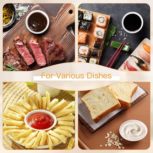 CQSYWQING 6 Pcs Ceramic Dipping Sauce Dish Set - Small Condiment Bowls for Soy Sauce Dish, Sushi, Ketchup, Snacks - Perfect for Parties, Restaurants, Home - Durable Ceramic - Dishwasher Safe