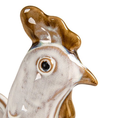 Creative Co-Op Stoneware Chicken Shaped Sponge Holder/Soap Dish with Reactive Glaze, White