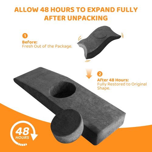 BYBYME Memory Foam BBL Bed for Sleeping Brazilian Butt Lift Recovery Pillow After Surgery with Removable Cover (Grey, 71x22x8 Inch)