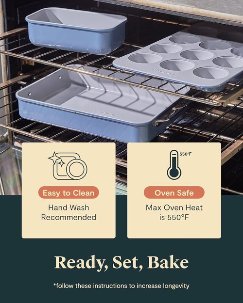 Caraway Nonstick Ceramic Bakeware Set - 11 Pieces of Safe, Durable Baking Pans & Cooling Rack | Marigold