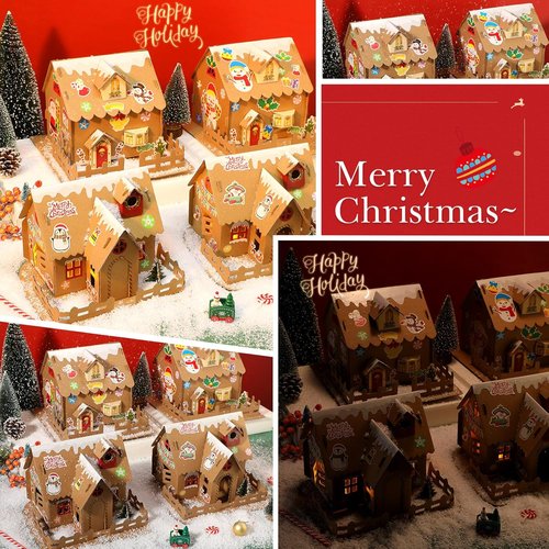 Hiboom 16-Piece Christmas Craft Kit - 3D Gingerbread House Set for Festive Holiday Fun