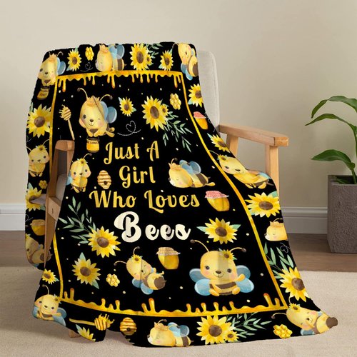 Bee Blanket Plush Soft Flannel Throws Cozy Lightweight Blankets for Couch Bed Sofa - Bee Decor - Small 50x40in for Kid/Child