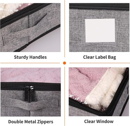 Fixwal Under Bed Storage Containers - 4 Pack Low Profile Organizer for Clothes | Sturdy Reinforced Design