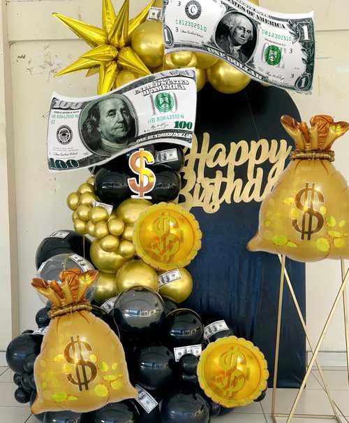 6Pcs Money Bag Foil Balloons Set/Dollar Party Balloons/Western Cowboy Party/Las Vegas Casino Party Gambling Game Decorations/Money Theme Birthday/Big Size Fake Money Reusable Balloons
