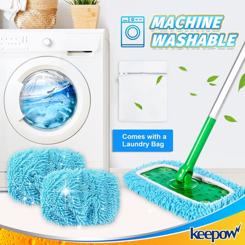 KEEPOW Wet Pads Refill for Swiffer Sweeper Mop and Sweep & Mop Deluxe - Dry Sweeping Cloths for Floor Mopping and Cleaning - Pet Heavy Duty Pads Refills, Upgraded Reusable (4 Pack)