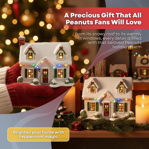 Department 56 Peanuts Christmas Village - Peppermint Patty Reichardt House | Lighted Ceramic Holiday Display, 7.05”