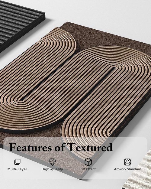 Azartslr 3D Abstract Textured Wall Art - Modern Black & Beige Sandstone Decor | 3-Piece Minimalist Set for Living Room & Bedroom