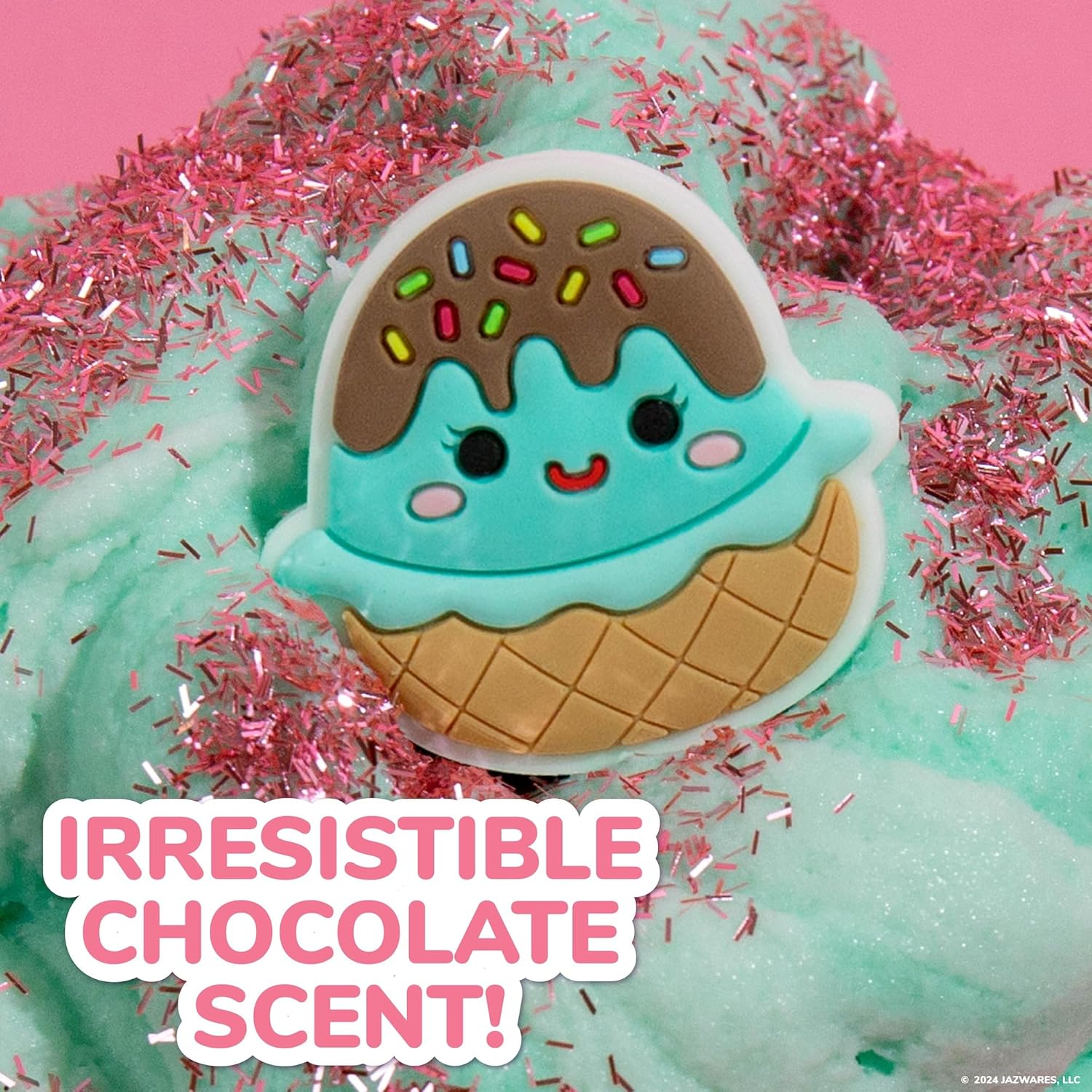 Squishmallows Maya The Ice Cream Cloud Slime - Chocolate-Scented 8 oz. Storage Container With Figurine Topper