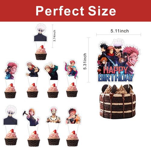 25Pcs Cartoon For Jujutsu Manga Kaisen Cupcake Toppers,Inspired Cupcake For Anime Picks School Wizard Theme Birthday Party Cake Decorations Supplies.
