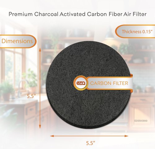 Premium Charcoal Activated Carbon Fiber Replacement Air Filter for Kitchen Compost Bin (10 Pack, Round 5.5")