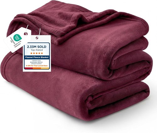 Bedsure GentleSoft Fleece Blanket - Twin Size Burgundy | 300GSM Lightweight Plush & Cozy 60x80 Inches