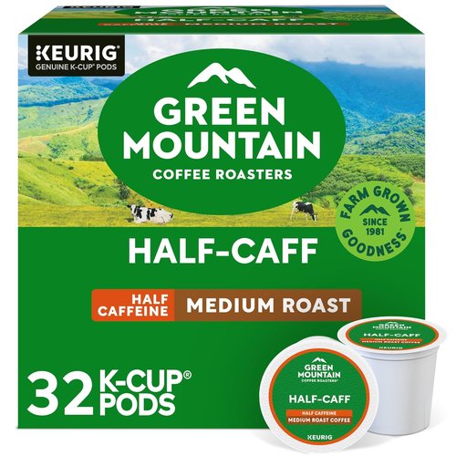 Green Mountain Coffee Roasters Half Caff K-Cup Pods - Medium Roast, 32 Count Single-Serve Coffee Pods