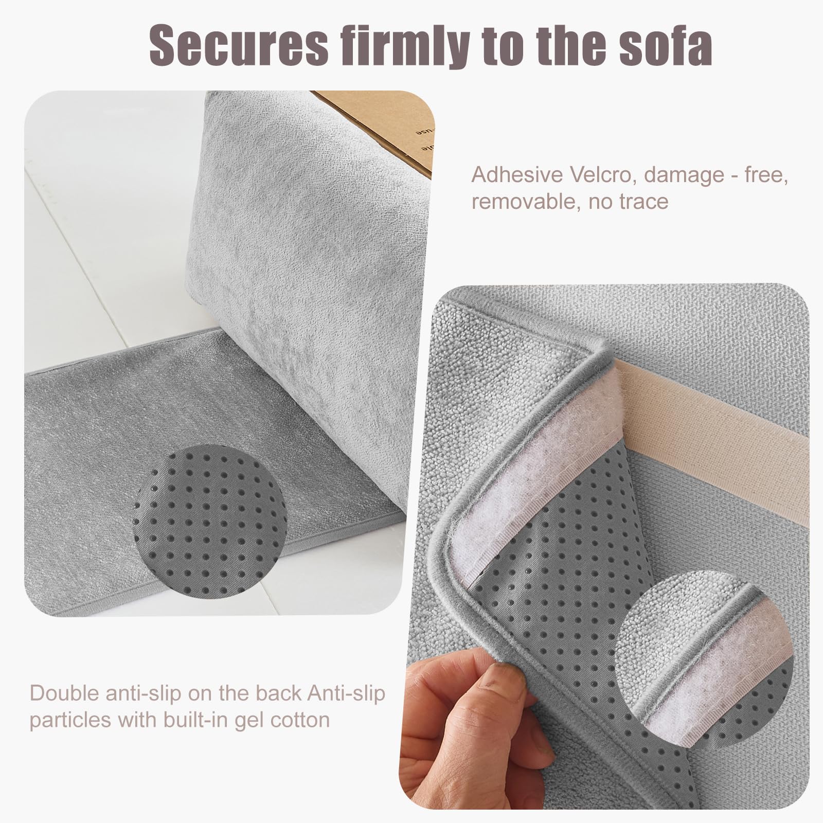 kisswish Chenille Neck Pillow for Sofa - Adjustable Headrest, Non-Slip Neck Support Cushion for Pain Relief, Comfortable Chair Pillow, Grey