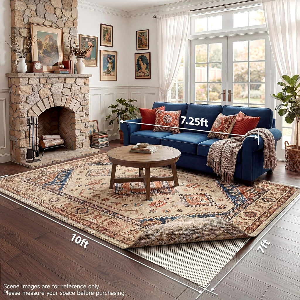 Veken Rug Pad Gripper - Non-Slip 7x10 Ft Mat for Hardwood & Tile Floors | Thick Anti-Skid Design