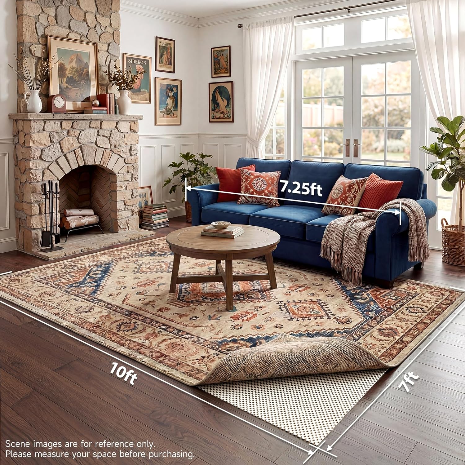 Veken Rug Pad Gripper - Non-Slip 7x10 Ft Mat for Hardwood & Tile Floors | Thick Anti-Skid Design