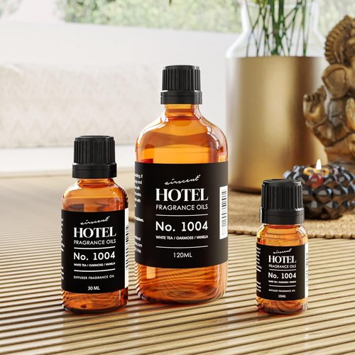 AirScent Hotel Diffuser Oil No. 1004 - White Tea, Oakmoss & Vanilla - Premium Fragrance for Ultrasonic Diffusers | 30 mL Glass Bottle with Dropper