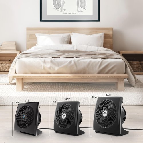 Vornado 573T Small Room Air Circulator Fan with Pivoting Head, Easy Clean Removable Grille, 3 Speed Settings, Black