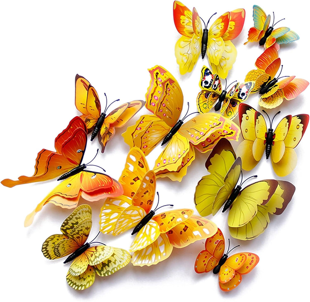 OPSEAM 3D Butterfly Wall Decor - 48 PCS Gold Butterfly Stickers with Magnets for Party Decorations