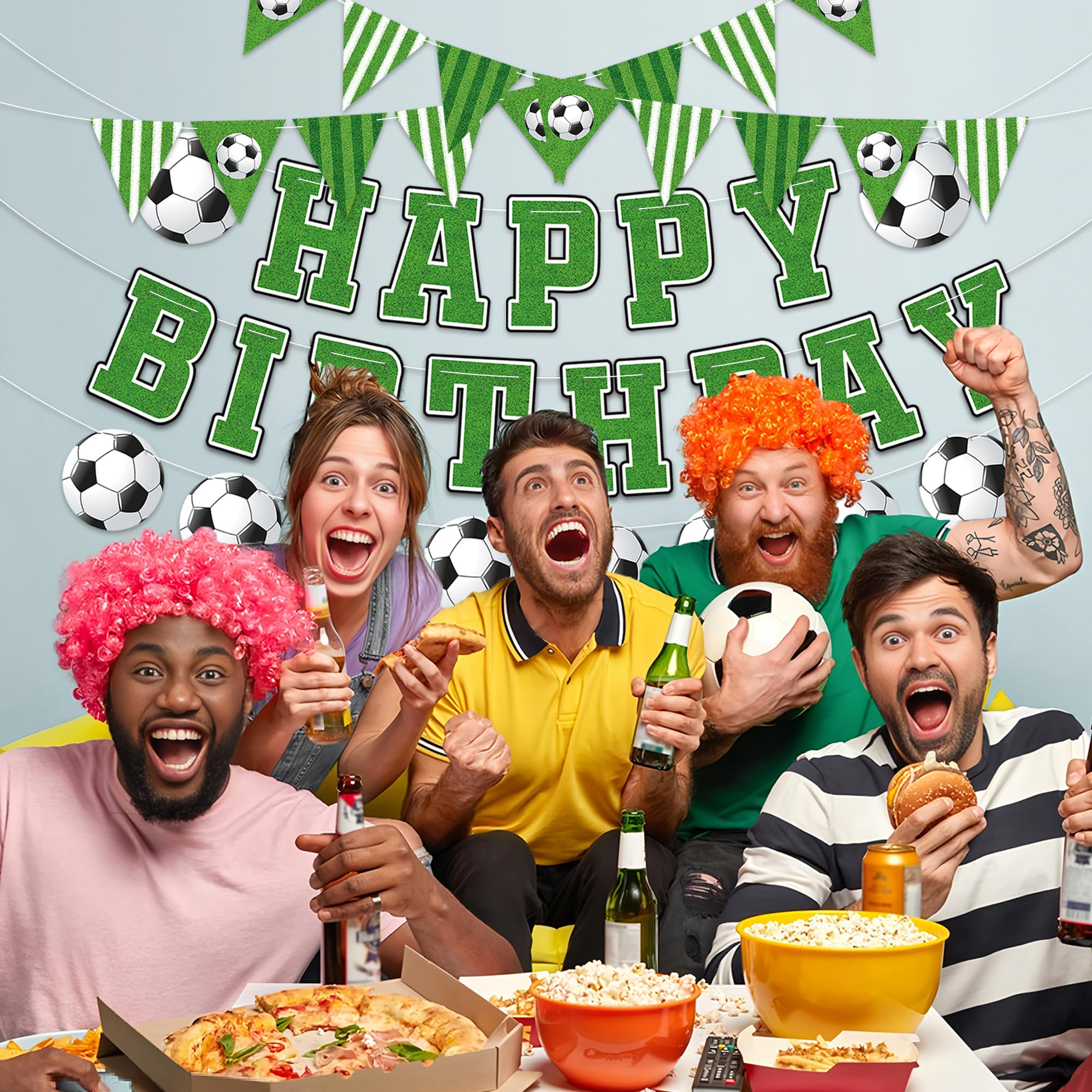 Soccer Happy Birthday Banner Soccers Sports Paper Garland Soccer Pennant Bunting Flag Decor Soccers Happy Birthday Party Decorations for Kids Boys and Girls Sports Football Birthdays Party Supplies