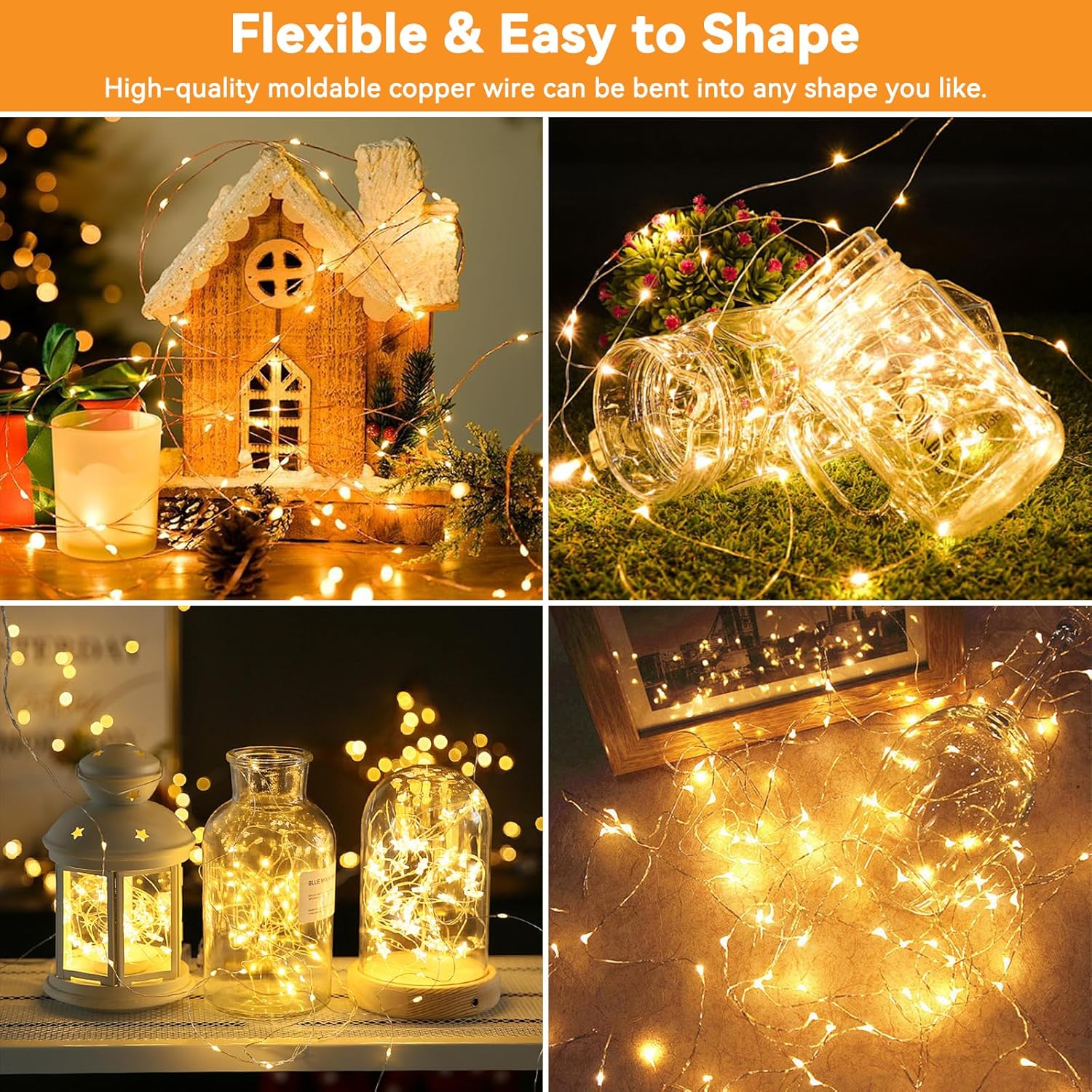 Twinkle Fairy Lights - 33ft 100LED Waterproof String Lights with Remote & Timer | Warm White for Indoor Decor