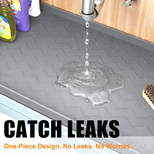 TigeJoy 40" x 19" Under Sink Mats for Kitchen Waterproof, Leak-Proof Silicone Mat Sink Protector and Cabinet Liner, Kitchen Essentials Organizer and Storage, Boot or Shoe Tray, Pet Feeding Mat