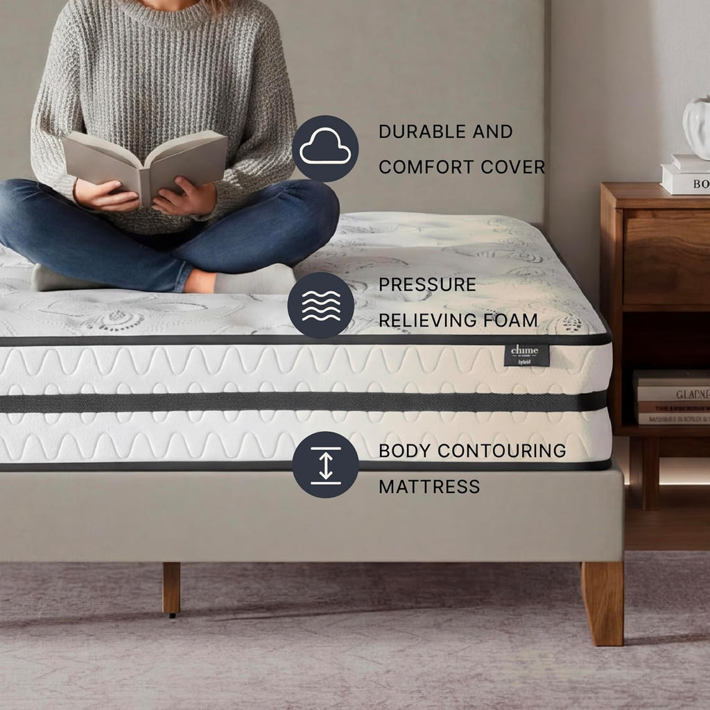 Signature Design by Ashley Twin Size Hybrid Mattress - 10 Inch Medium Firm with Cooling Gel Memory Foam