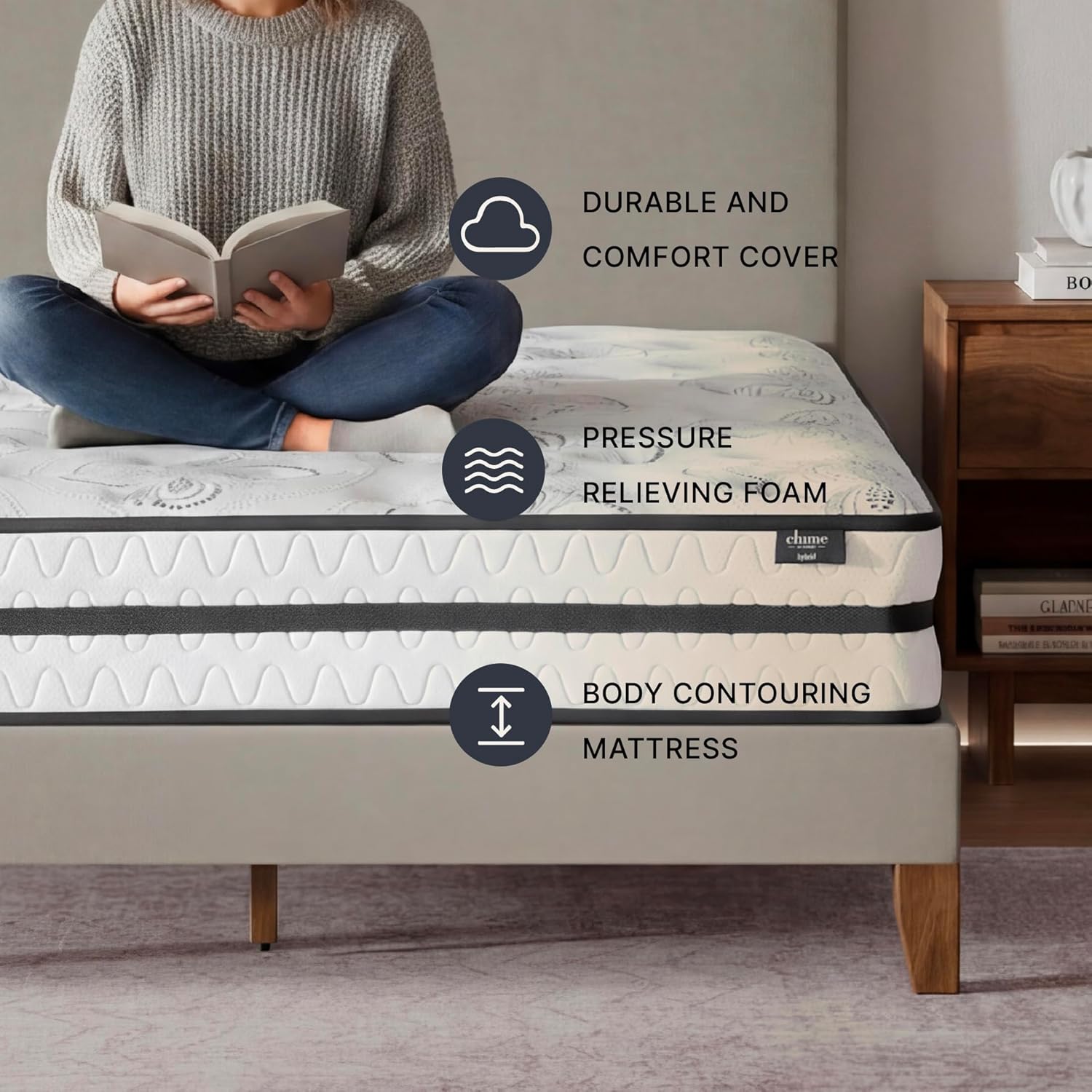 Signature Design by Ashley Twin Size Hybrid Mattress - 10 Inch Medium Firm with Cooling Gel Memory Foam