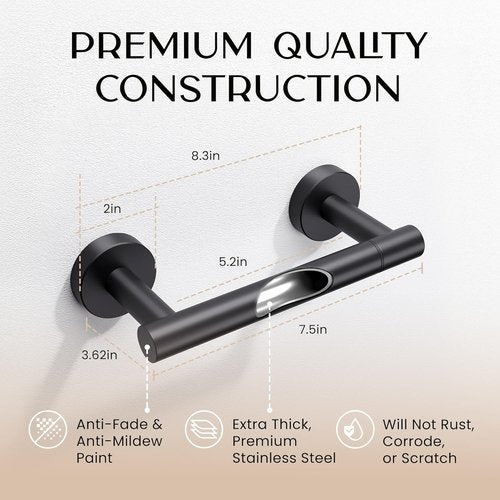 Day Moon™ Toilet Paper Holder - Modern Wall-Mounted Design - Classic Black - 1 Pack