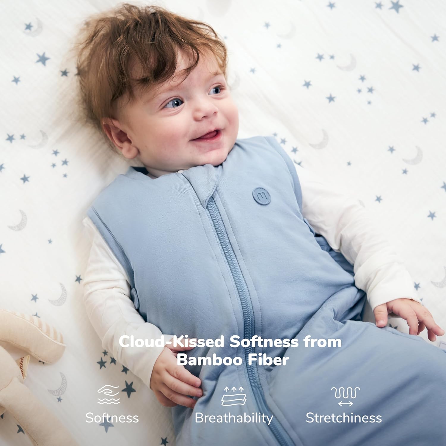 Momcozy Baby Sleep Sack - 1.5 TOG Wearable Blanket with Plush Filling & Two-Way Zipper | Small, Blue
